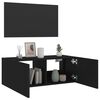 vidaXL TV-Wandschrank mit LED-Leuchten Schwarz 80x35x31 cm