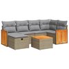 vidaXL 6-tlg. Garten-Sofagarnitur mit Kissen Beige Poly Rattan