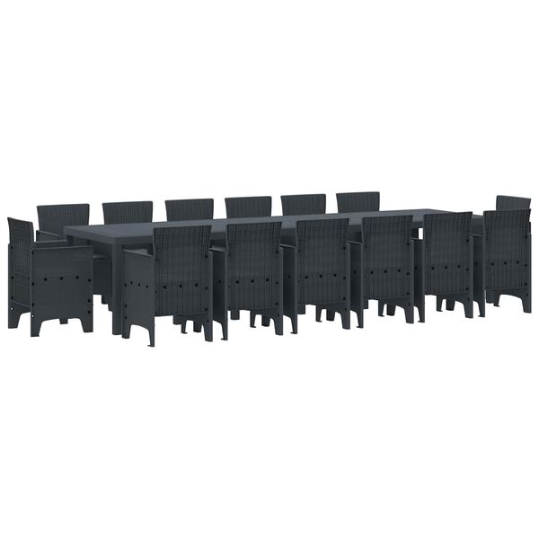 vidaXL Garten Essgruppe 15 pcs Anthrazit Polt Rattan