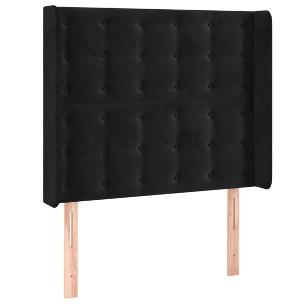 vidaXL Kopfteil mit Ohren Schwarz 103x16x118/128 cm Samt