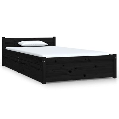vidaXL Bett mit Schubladen Schwarz 90x190 cm