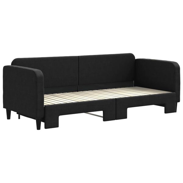 vidaXL Tagesbett Ausziehbar Schwarz 80x200 cm Stoff