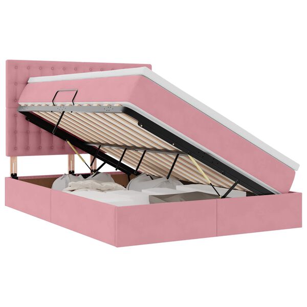 vidaXL Aufbewahrungsbett mit Matratze Rosa 140 x 200 cm Samt