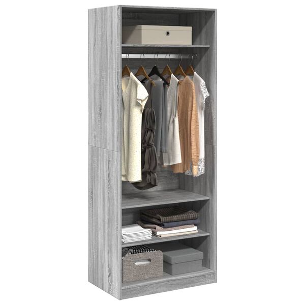 vidaXL Kleiderschrank Grau Sonoma 80x50x200 cm Holzwerkstoff