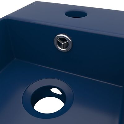 vidaXL Badezimmer-Waschbecken mit Überlauf Keramik Dunkelblau