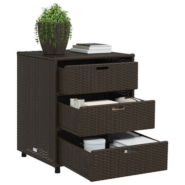vidaXL Gartenschrank Braun 55x59x69 cm Poly Rattan