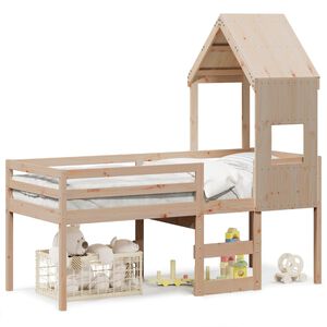 vidaXL Hochbett mit Dach 90x190 cm Massivholz Kiefer