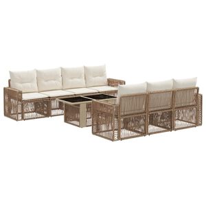vidaXL Gartensofa-set 8 stk. Beige und Cremewei&szlig; Poly-Rattan