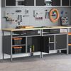vidaXL Werkbank-Set mit Regal 2 pcs Schwarz und Grau 200 x 55 x 85 cm