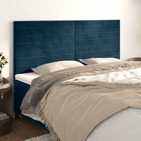 vidaXL Kopfteil Dunkelblau 180x5x118/128 cm Samt