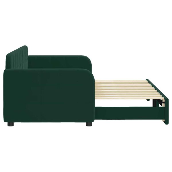 vidaXL Tagesbett Ausziehbar Dunkelgr&uuml;n 80x200 cm Samt