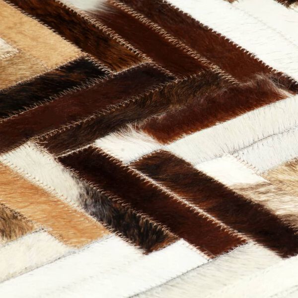 vidaXL Teppich Echtes Kuhfell Patchwork 80&times;150cm Braun/Wei&szlig;