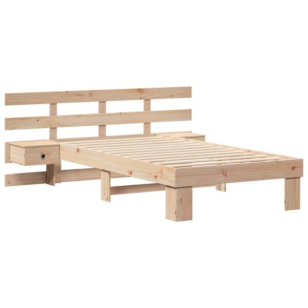 vidaXL Bettrahmen mit Kopfteil Braun 90 x 190 cm Massives Kiefernholz