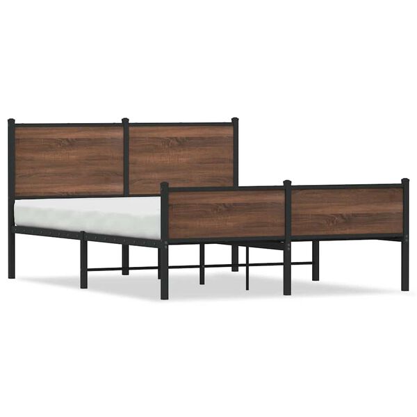 vidaXL Metallbett ohne Matratze Braun Eichen-Optik 137x190 cm