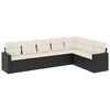 vidaXL 7-tlg. Garten-Sofagarnitur mit Kissen Schwarz Poly Rattan