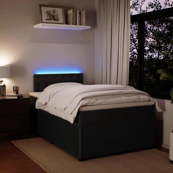 vidaXL Boxspringbett mit Matratze Schwarz 120x190 cm Samt