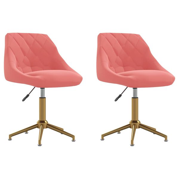 vidaXL Esszimmerst&uuml;hle 2 Stk. Drehbar Rosa Samt