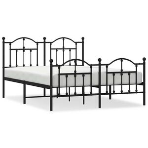 vidaXL Bettgestell mit Kopf- und Fu&szlig;teil Metall Schwarz 150x200 cm
