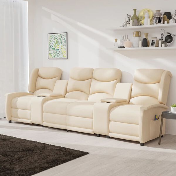 vidaXL 4-Sitzer Massagesessel mit Getr&auml;nkehalter Creme