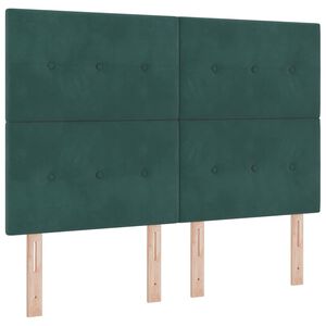 vidaXL LED Boxspringbett mit Matratze Dunkelgr&uuml;n 160 x 200 cm Stoff