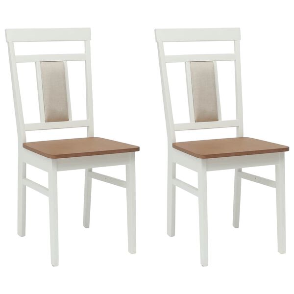 vidaXL Esszimmerstuhl 2 pcs Wei&szlig; und Natur Massives Gummiholz