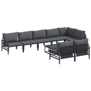 vidaXL Gartensofa-set 9 stk. Schwarz Stahl