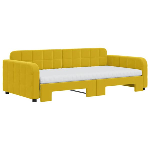vidaXL Tagesbett Ausziehbar mit Matratzen Gelb 100x200 cm Samt