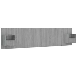 vidaXL Kopfteil mit Nachttischen Grau Sonoma Holzwerkstoff