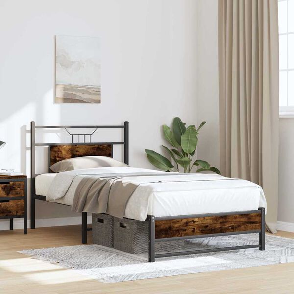 vidaXL Bettgestell ohne Matratze R&auml;uchereiche 90x200 cm Holzwerkstoff