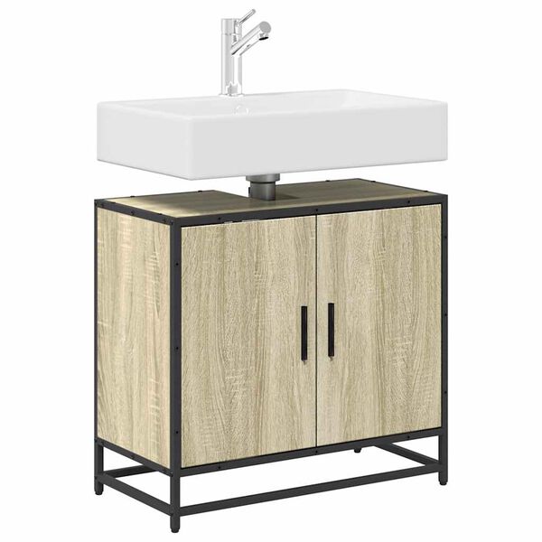 vidaXL Badezimmer-Waschbeckenschrank Sonoma-Eiche 65 x 33 x 60 cm Holzwerkstoff