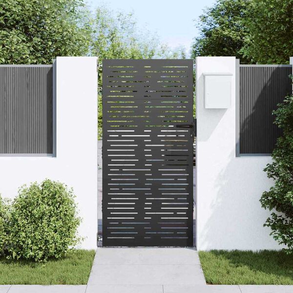 vidaXL Gartentor Schwarz 85 x 175 cm Pulverbeschichteter Stahl