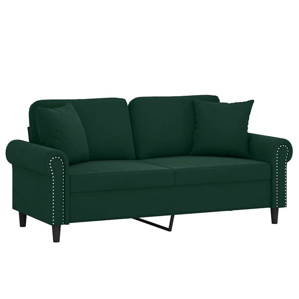 vidaXL 2-Sitzer-Sofa mit Zierkissen Dunkelgr&uuml;n 140 cm Samt