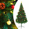 vidaXL K&uuml;nstlicher Weihnachtsbaum mit Beleuchtung & Kugeln Gr&uuml;n 210 cm