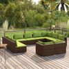 vidaXL 11-tlg. Garten-Lounge-Set mit Kissen Braun Poly Rattan