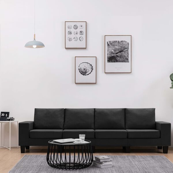 vidaXL 4-Sitzer-Sofa Schwarz Stoff