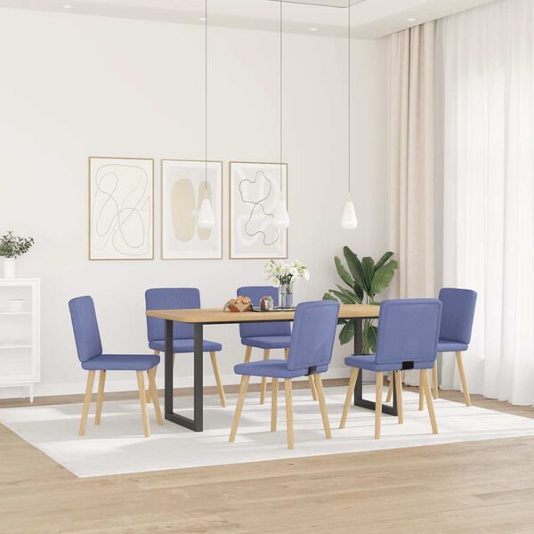 vidaXL Esszimmerst&uuml;hle 6 Stk. Jeansblau Stoff