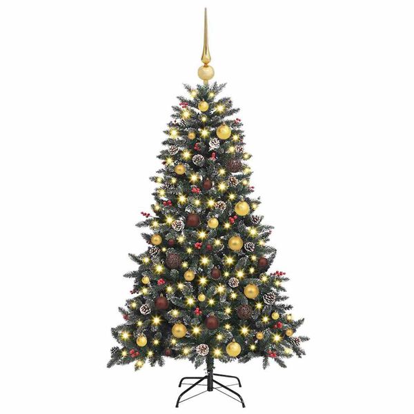 vidaXL K&uuml;nstlicher Weihnachtsbaum Gr&uuml;n 150 cm PVC, Plastik und Stahl