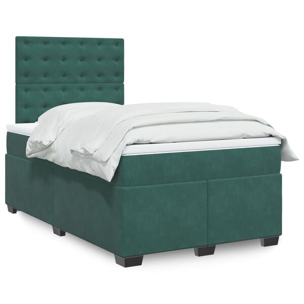 vidaXL Boxspringbett mit Matratze Dunkelgr&uuml;n 120x190 cm Samt