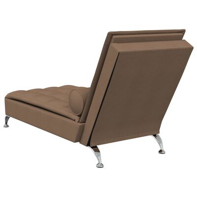 vidaXL Massage-Chaiselongue mit Nackenrolle Braun Stoff