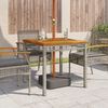 vidaXL Gartentisch Grau 80x80x75 cm Poly Rattan Akazienholz