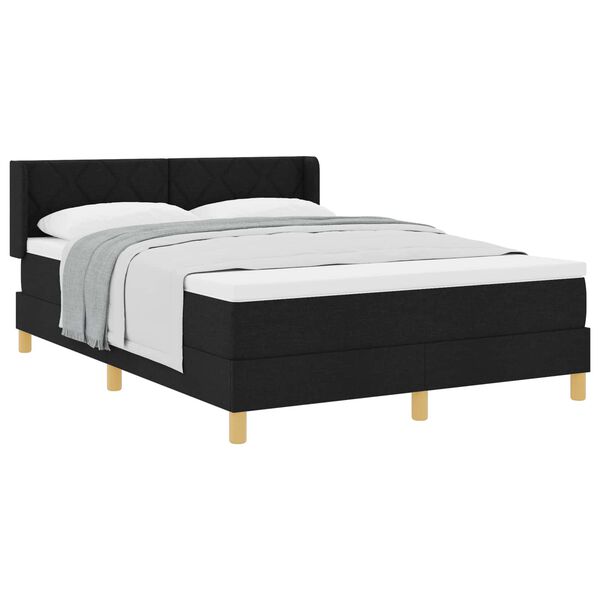 vidaXL Boxspringbett mit Matratze Schwarz 200 x 160 cm Polyester