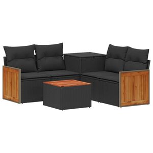vidaXL Sofa Set 6 stk. Schwarz 55 x 55 x 37 cm Polyrattan und Stahl