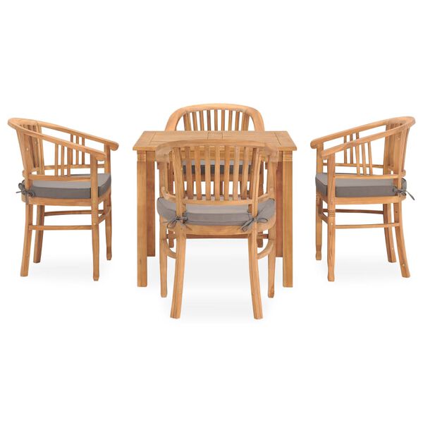 vidaXL 5-tlg. Garten-Essgruppe mit Kissen Massivholz Teak