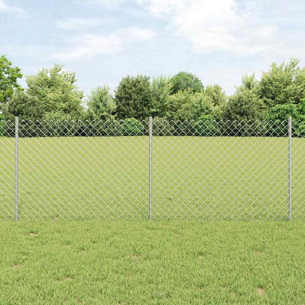 vidaXL Zaun mit Pfosten Silber 0,8 x 25 m Stahl