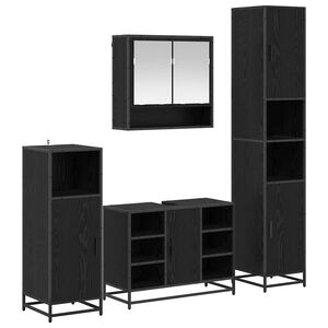 vidaXL Badezimmerm&ouml;bel-Set 4 Stk. Schwarz Eichen-Optik Holzwerkstoff