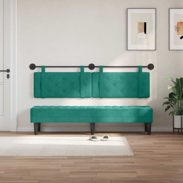 vidaXL H&auml;ngevorderseite Wandmontiert T&uuml;rkis 170 x 55 x 5 cm Samt