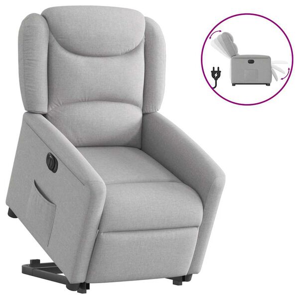 vidaXL Relaxsessel mit Aufstehhilfe Elektrisch Wolkengrau Stoff