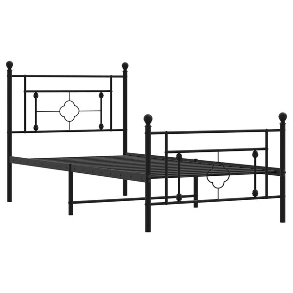 vidaXL Bettgestell mit Kopf- und Fu&szlig;teil Metall Schwarz 90x190 cm