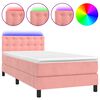 vidaXL Boxspringbett mit Matratze & LED Rosa 80x200 cm Samt