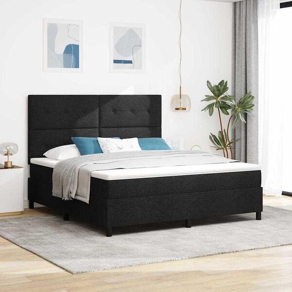 vidaXL Boxspringbett mit Matratze Schwarz 180 x 200 cm Stoff
